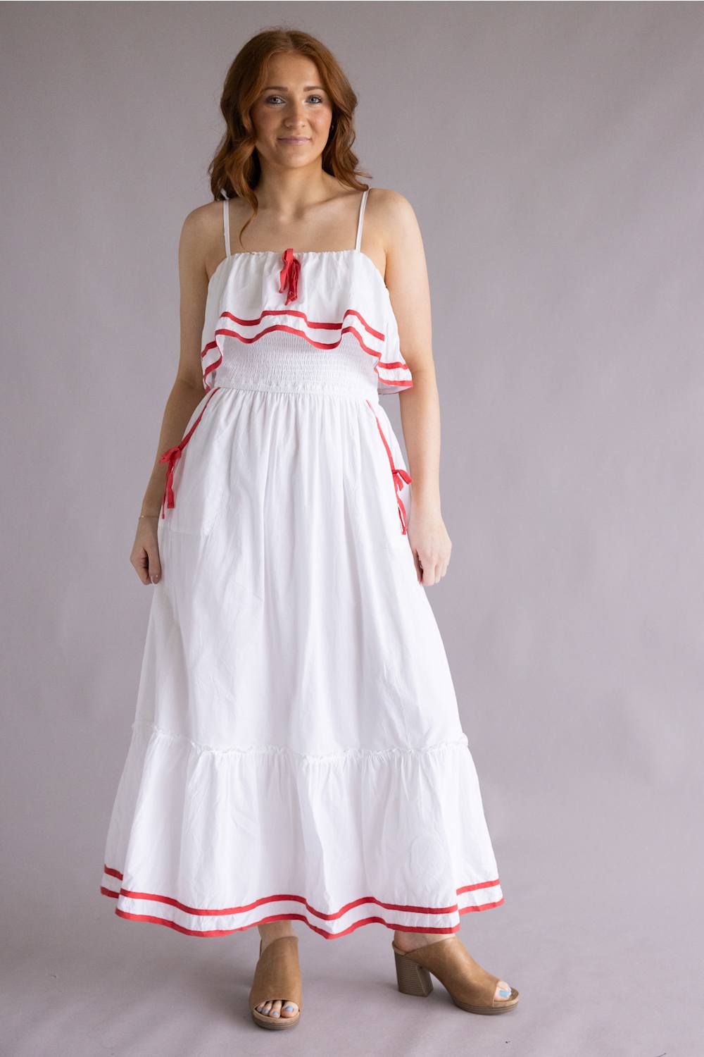 Simply Southern nautical dress white red