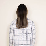 Simply Southern for Women Open Front Plaid Cardigan for Women in White/Grey