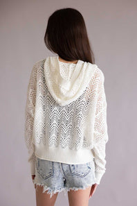 Simply Southern Open Knit Hoodie for Women in Pearl