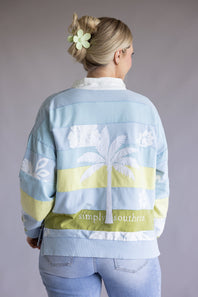 Simply Southern Palm Polo Pullover for Women in Blue