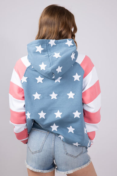 Simply Southern Womens Patched Stars & Stripes Hoodie for Women in Multi