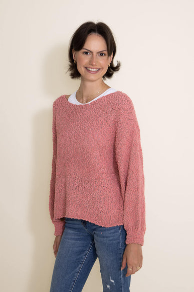 Simply Southern Popcorn Crewneck Sweater for Women in Pink