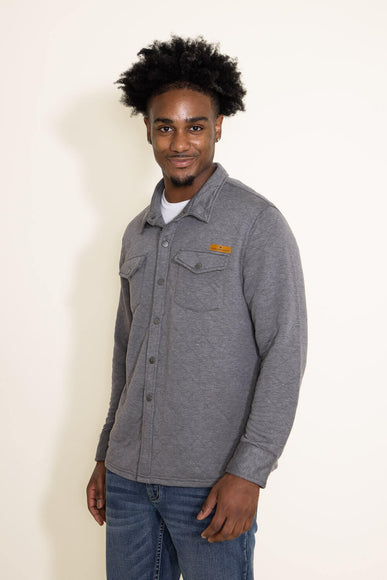 Simply Southern Mens Clothing Quilted Button Down Shacket for Men in Pavement