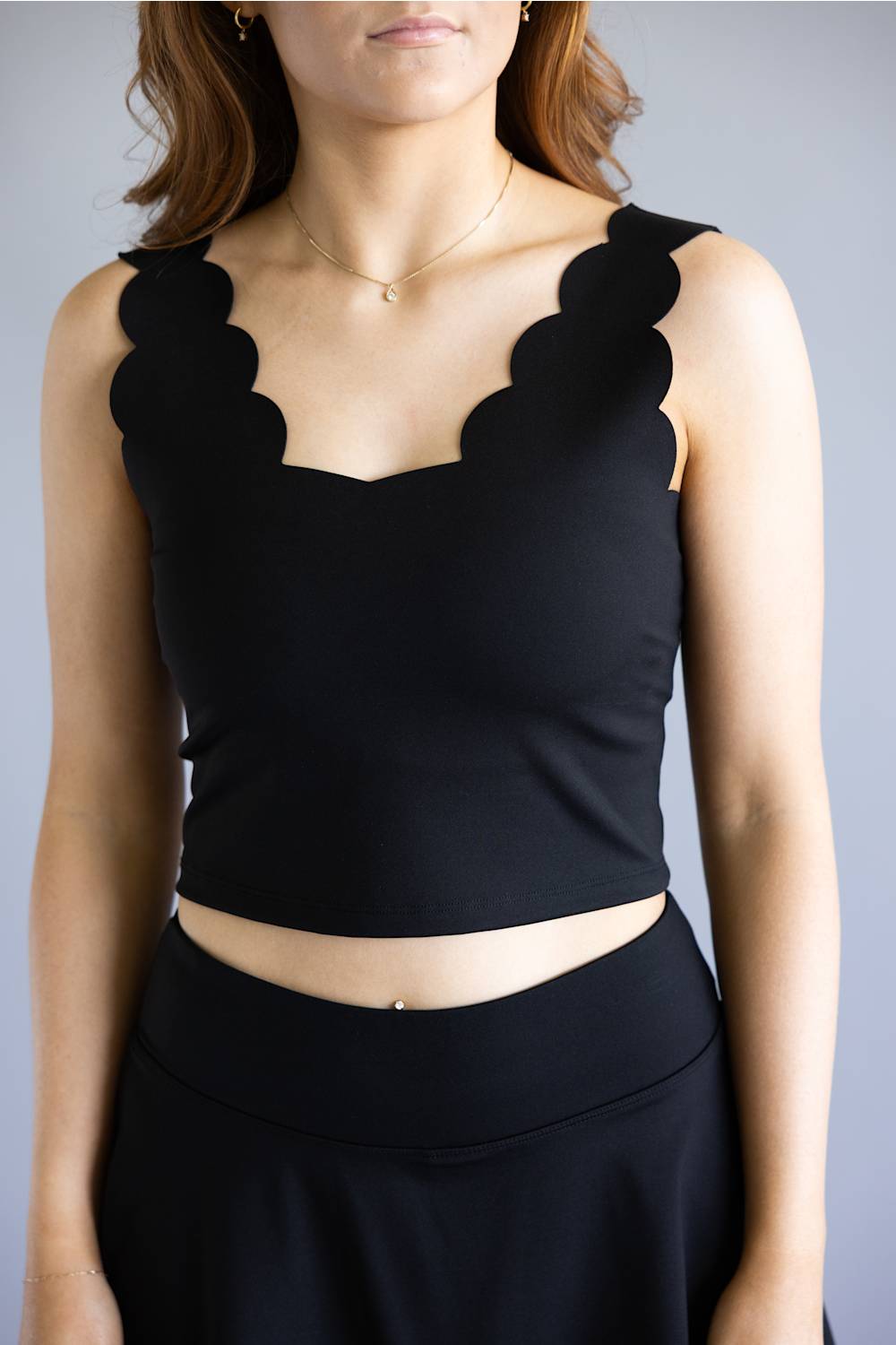 Simply Southern Scalloped Tank for Women in Black