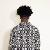 Mens Simply Southern Pullover Snap Fleece Geo Print Pullover for Men in Grey