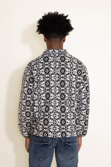 Mens Simply Southern Pullover Snap Fleece Geo Print Pullover for Men in Grey