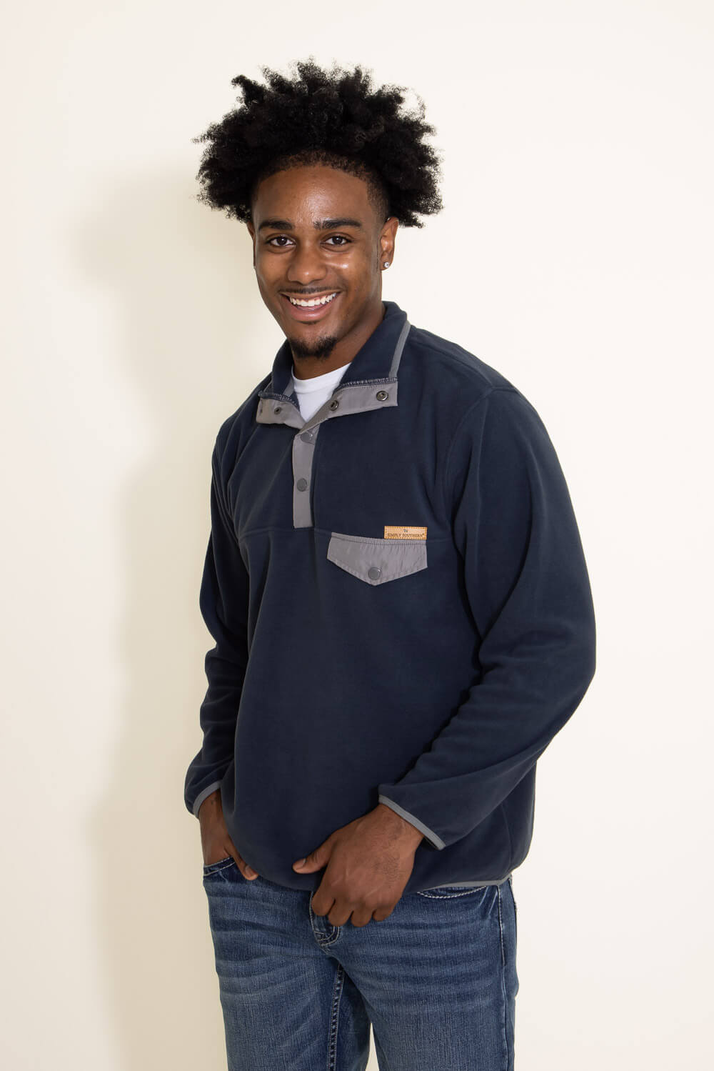 Simply Southern Snap Fleece Pullover for Men in Blue