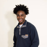 Simply Southern Men's Snap Fleece Pullover for Men in Blue