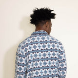 Men's Simply Southern Snap Fleece Tribal Print Pullover for Men in Blue