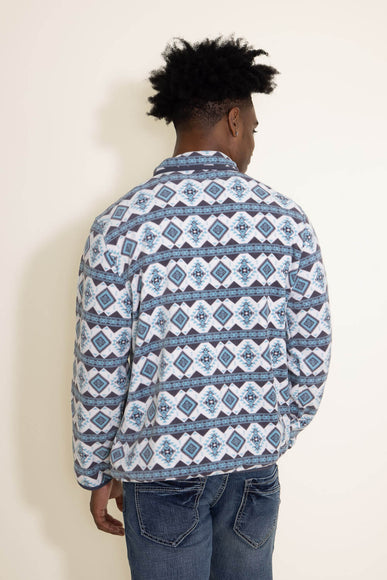 Men's Simply Southern Snap Fleece Tribal Print Pullover for Men in Blue