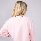 Simply Southern Womens Strawberry Festival Varsity Crew Sweatshirt for Women in Pink