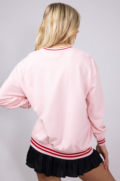 Simply Southern Womens Strawberry Festival Varsity Crew Sweatshirt for Women in Pink