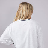 Womens Simply Southern USA 1776 Varsity Crew Sweatshirt for Women in Light Grey