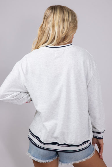 Womens Simply Southern USA 1776 Varsity Crew Sweatshirt for Women in Light Grey