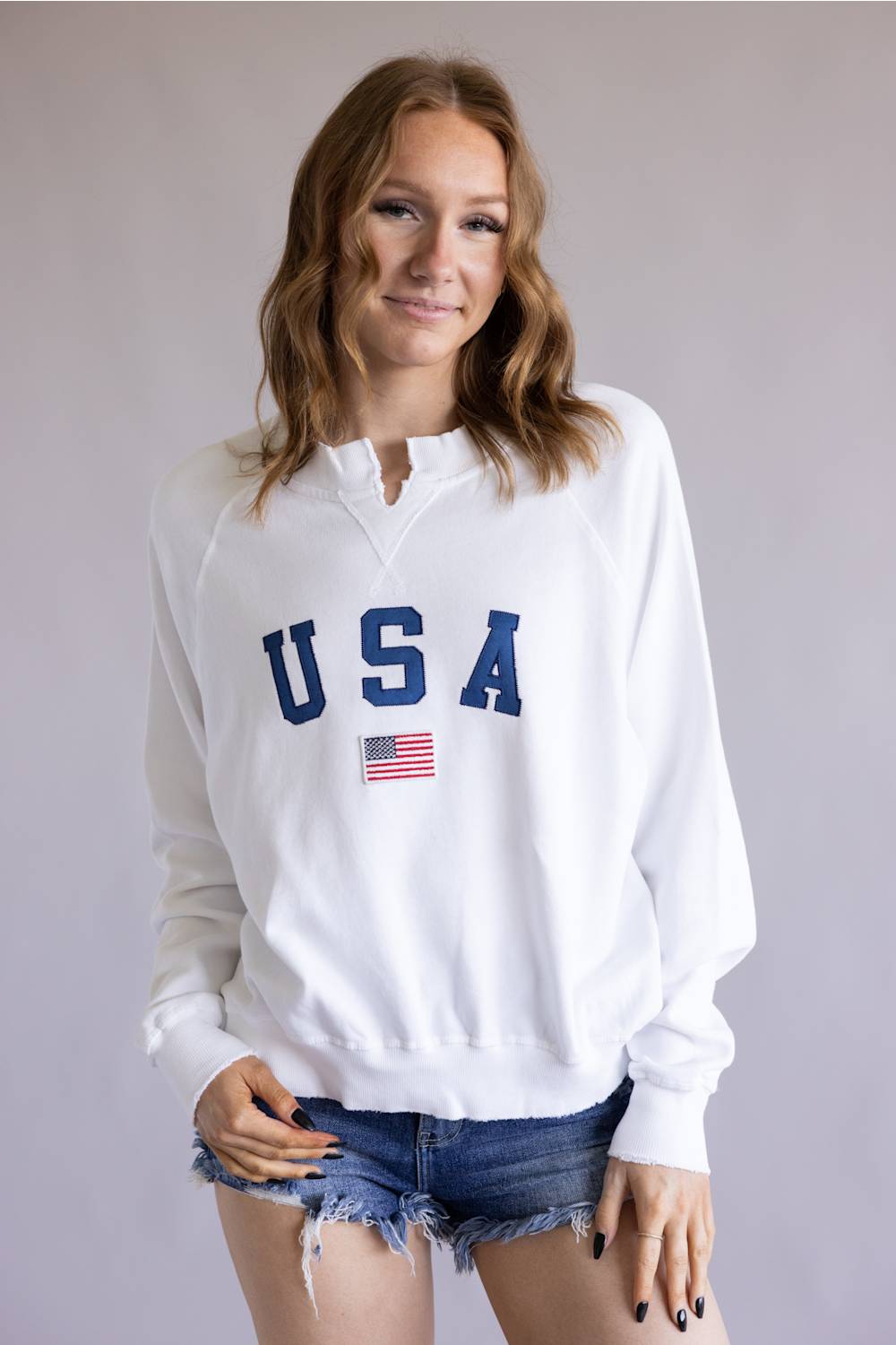 Simply Southern USA Summer Crewneck for Women in White