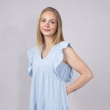Womens Simply Southern Urban Rib Tiered Ruffle Dress for Women in Ice Blue
