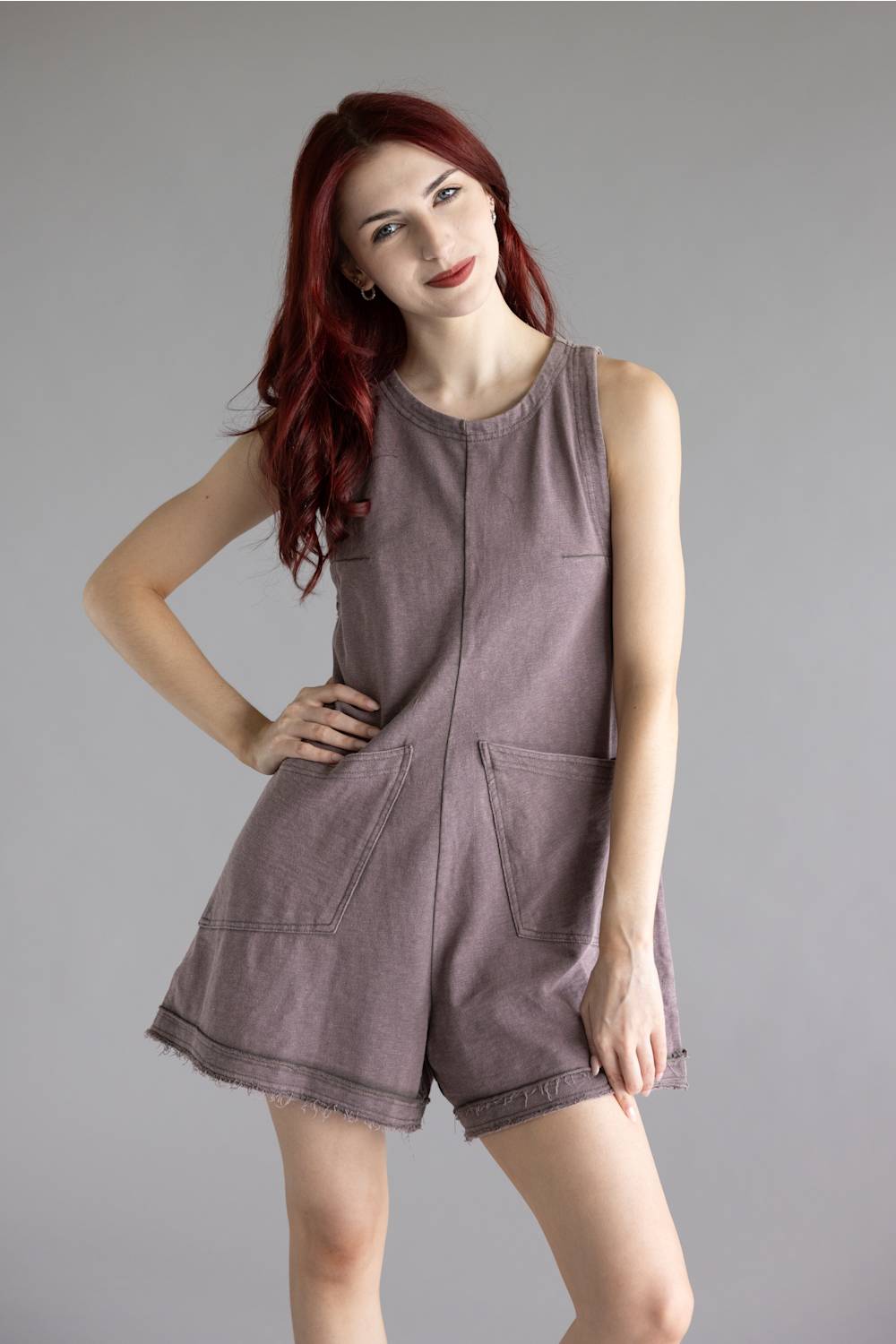 Simply Southern Washed Romper for Women in Dark Gray
