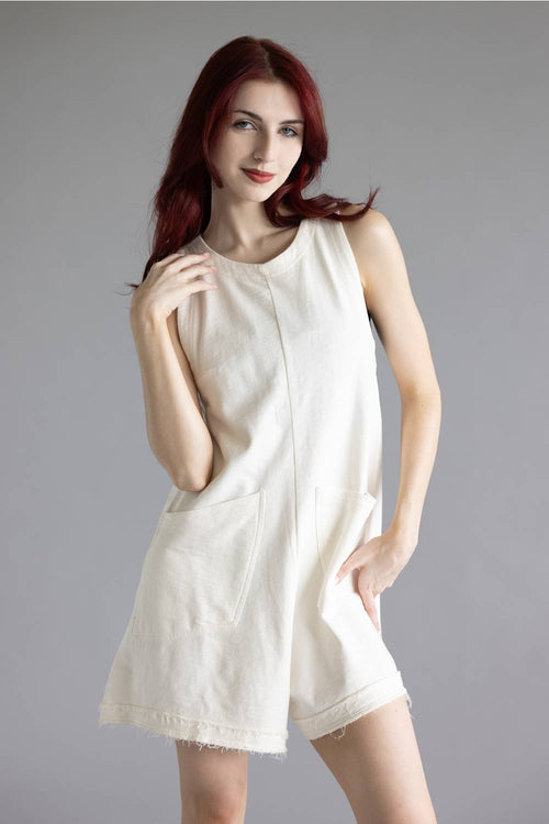 Simply Southern Washed Romper for Women in Pearl