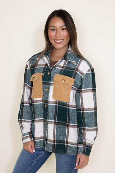 Simply Southern Womens Clothing Yosemite Plaid Shacket for Women in Green