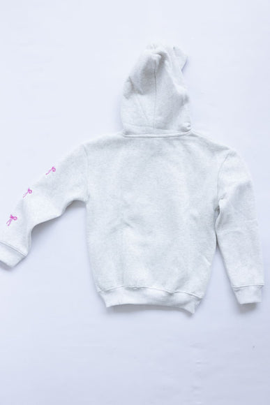 Simply Southern Girls Youth Embroidered Dilara Bow Hoodie for Girls in Heather Grey