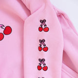 Simply Southern Youth Embroidered Dilara Cherry Hoodie for Girls in Pink