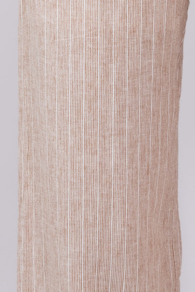 Smocked Waist Linen Pants for Women in Almond