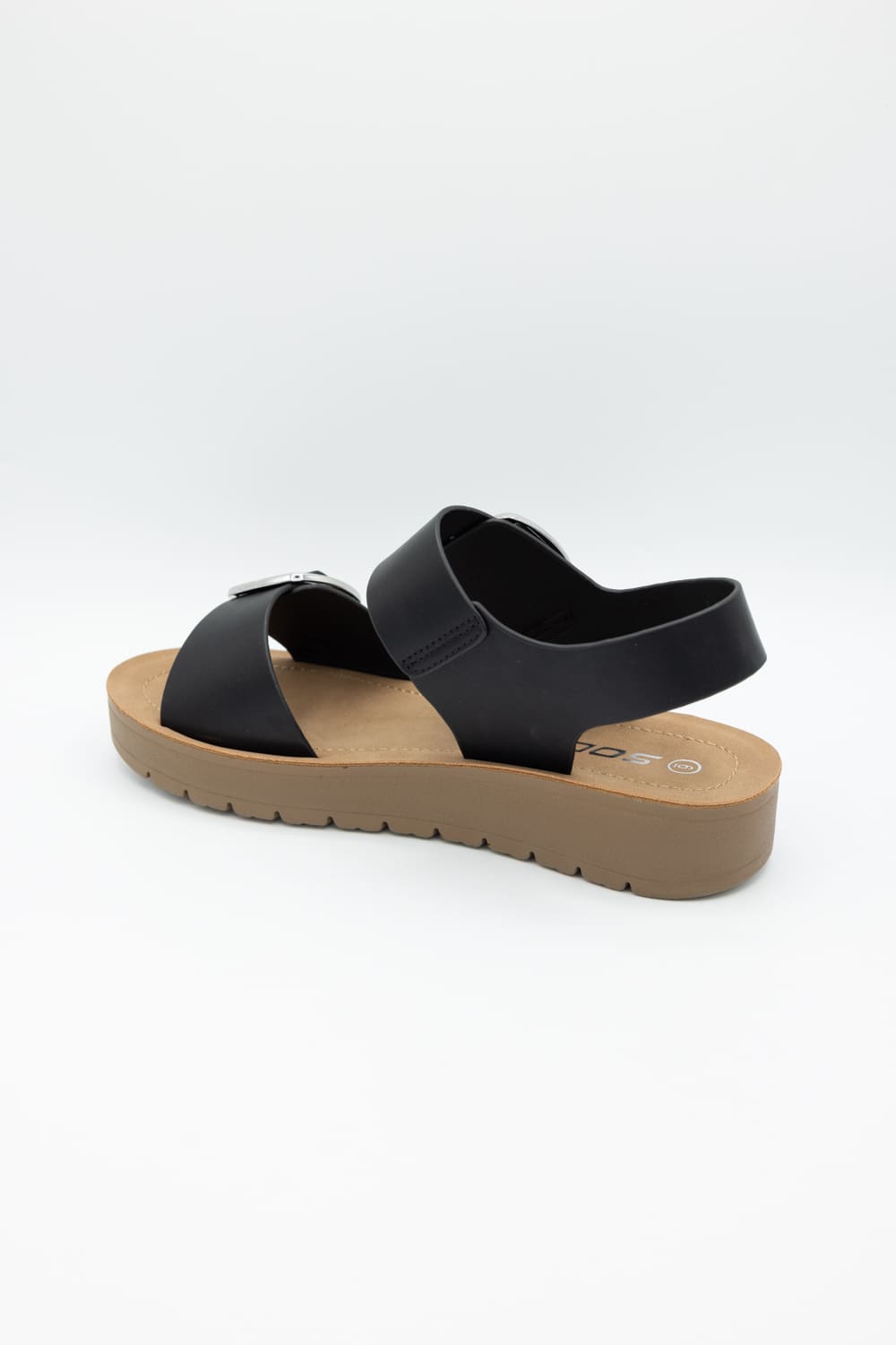 Soda Jackie Platform Sandals for Women in Black/Tan