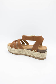 Soda Motive Rope Platform Sandals for Women in Tan