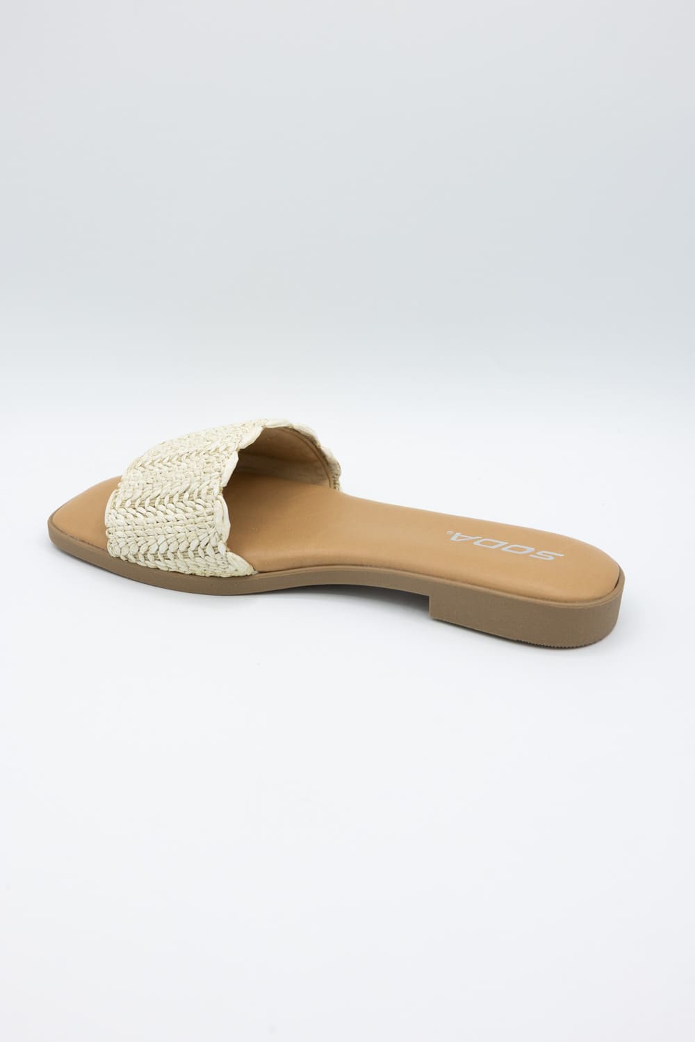 Soda Screen Raffia Slide Sandals for Women in Bone