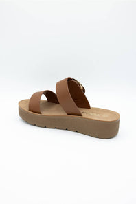 Soda Shance Platform Sandals for Women in Cognac