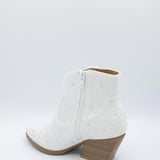 Soda Shelby Pearl Western Booties for Women in White