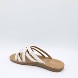 Soda Step Up Strappy Rhinestone Slides for Women in Pearl White