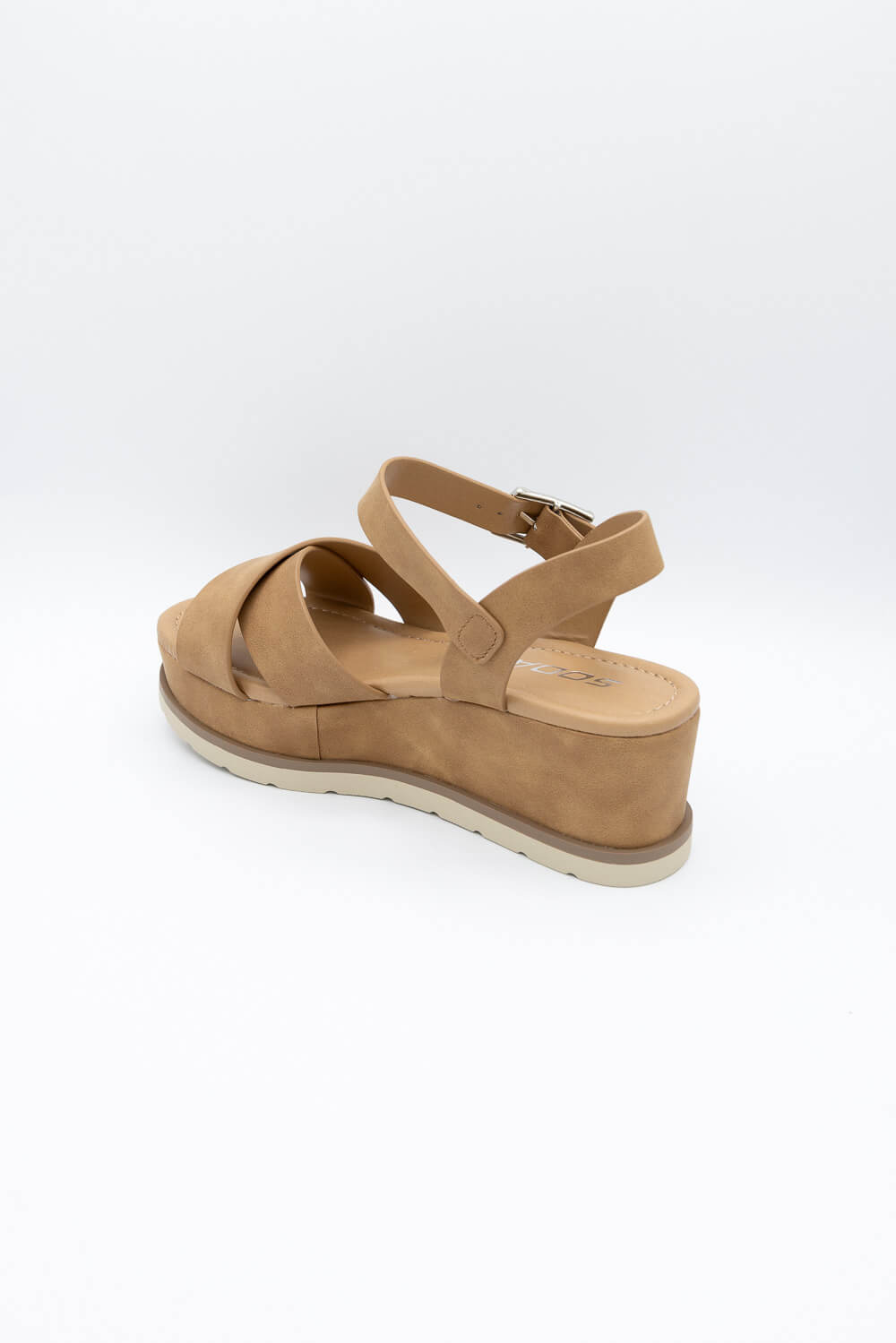 Soda Clever Criss Cross Platform Sandals for Women in Tan