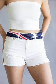 Stars Americana Silk Scarf for Women in Navy