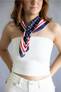 Stars and Stripes Americana Silk Scarf for Women in Navy