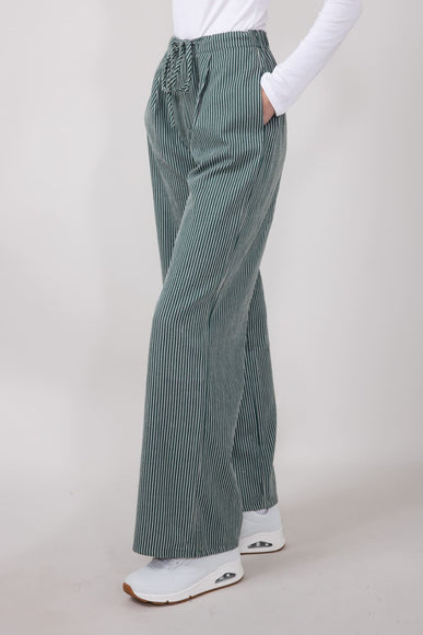 Striped Brushed PJ Pants for Women in Hunter Green