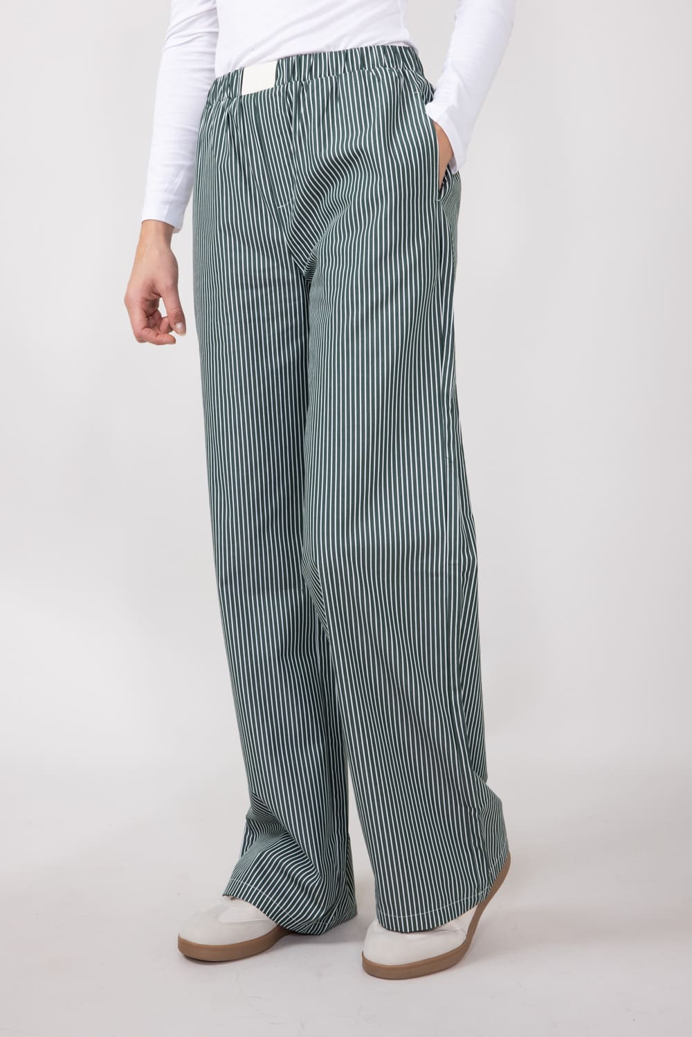 Striped Relaxed PJ Pants for Women in Forest Green | PSP1438