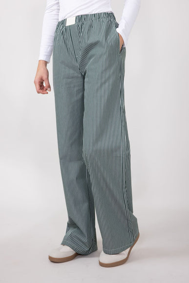 Striped Relaxed PJ Pants for Women in Forest Green