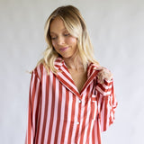 Striped Satin Pajama Set for Women in Blush