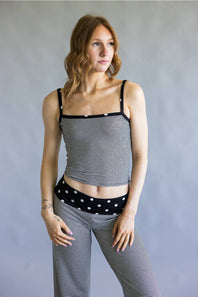 Stripes & Polka Dots Matching Set for Women in Black/Off White | BS412-3-BLACKOFFWHITE