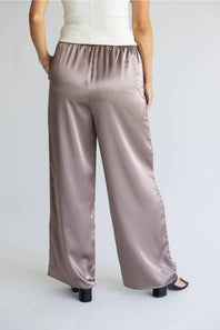 Sunday Edition Satin Wide Leg Pants for Women in Stone