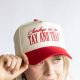 Sundays Are For Tay And Trav Trucker Hat for Women in Red/Tan
