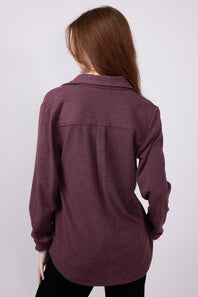 Thread & Supply Lewis Soft Luxe Button Up Shirt for Women in Wine Heather