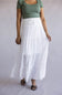Love Tree Tie Waist Tiered Maxi Skirt for Women in White