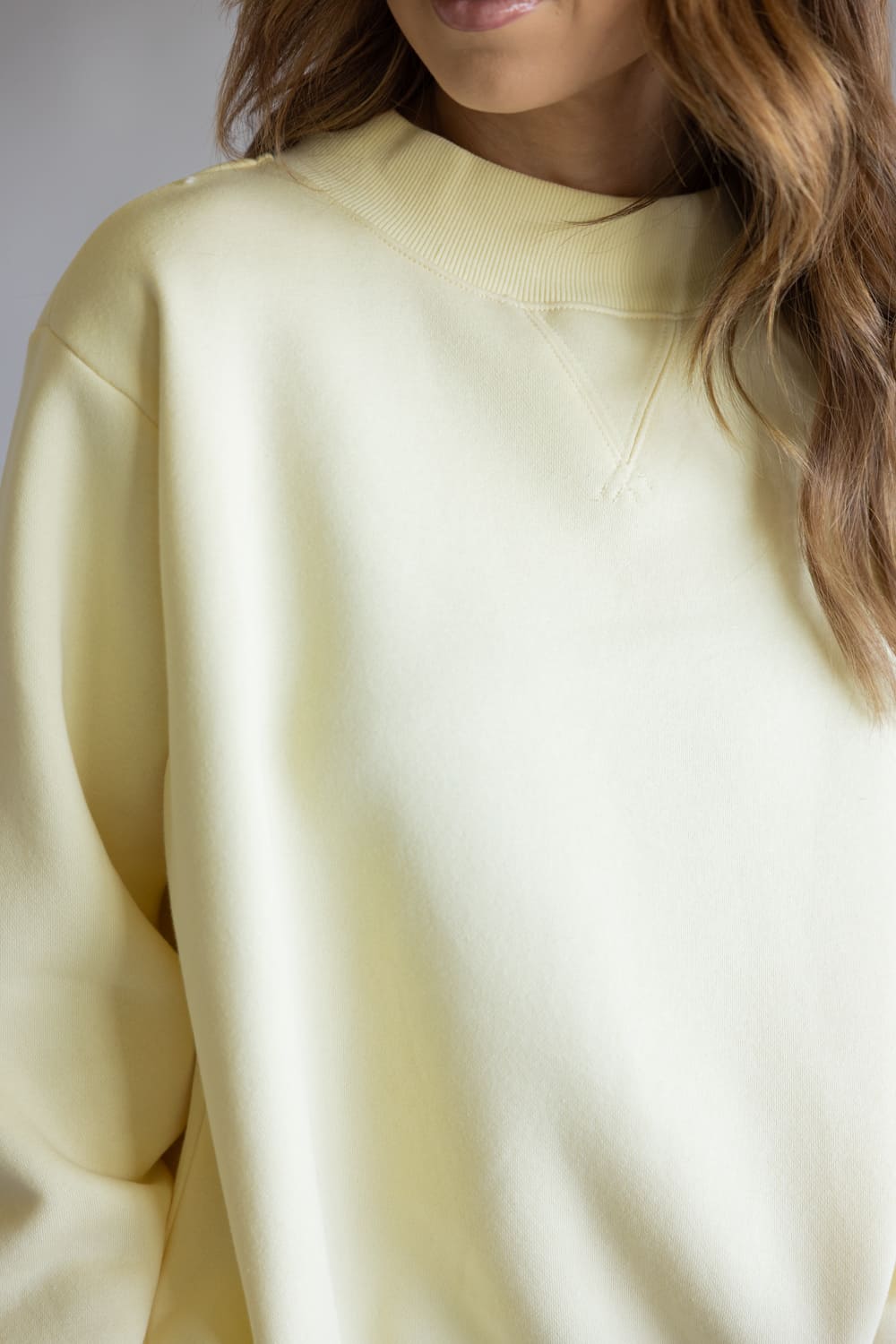 Things Between Mock Neck Fleece Pullover for Women in Butter Yellow