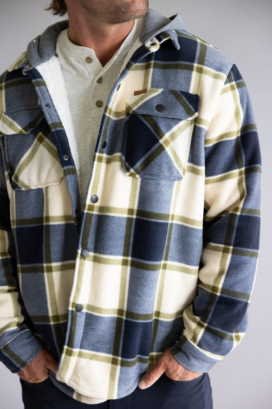 Sherpa Lined Polar Hooded Shacket for Men in Off White