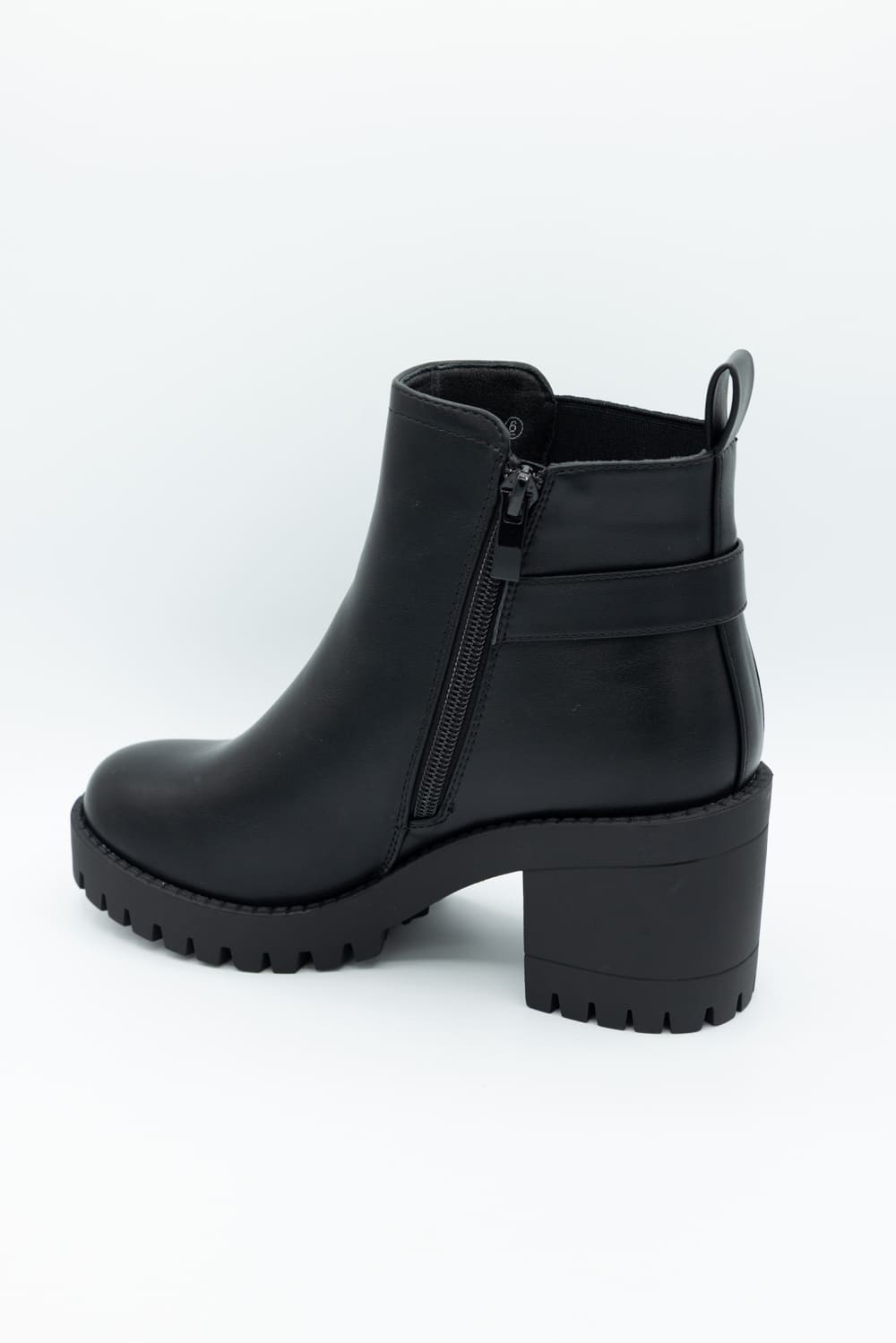 Top Moda Bianca Buckle Lug Booties for Women in Black