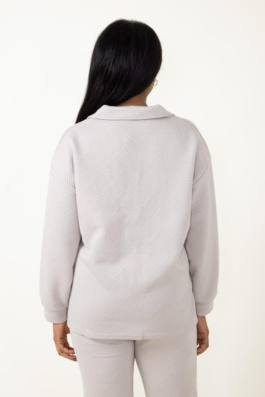 Textured Split Neck Collared Shirt for Women in Brown