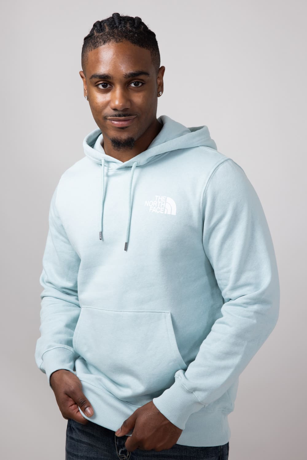 The North Face Box Logo Hoodie for Men in Muted Pine