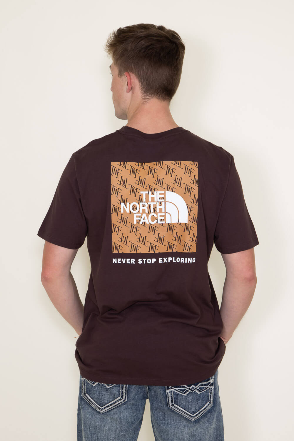 The North Face Men's Monogram Box NSE Short Sleeve T-Shirt, Large, Brown